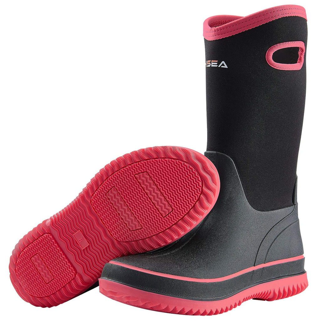 Women Waterproof Mid Calf Neoprene Rubber Rain Boots S95485