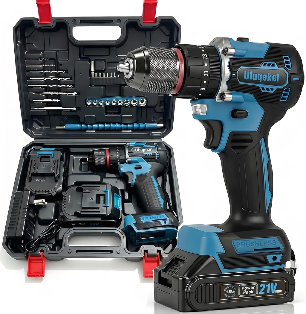 21V Brushless Cordless Drill Driver Kit with 2 Batteries & Charger J33835