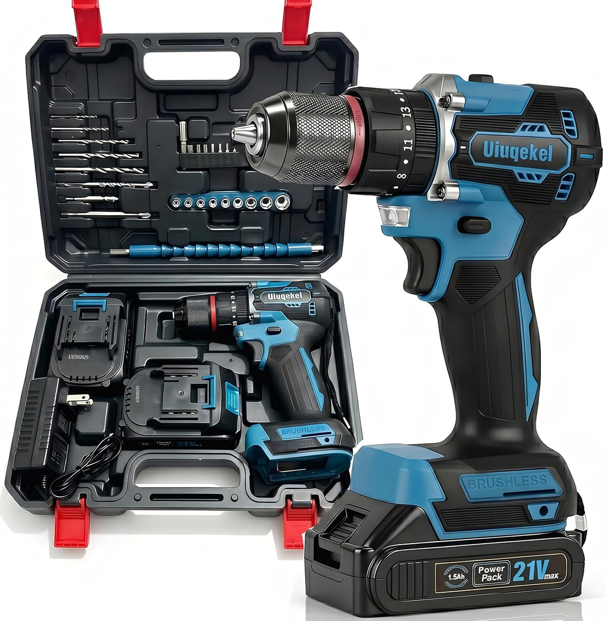 21V Brushless Cordless Drill Driver Kit with 2 Batteries & Charger J33835