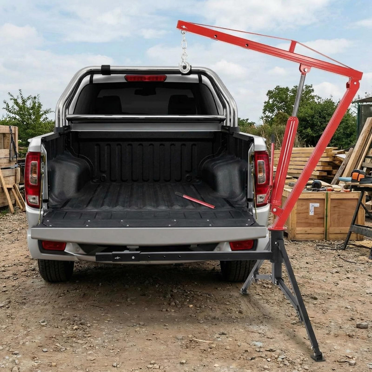 1000 LBS Hydraulic Truck Crane with 3 Adjustable Booms H5527