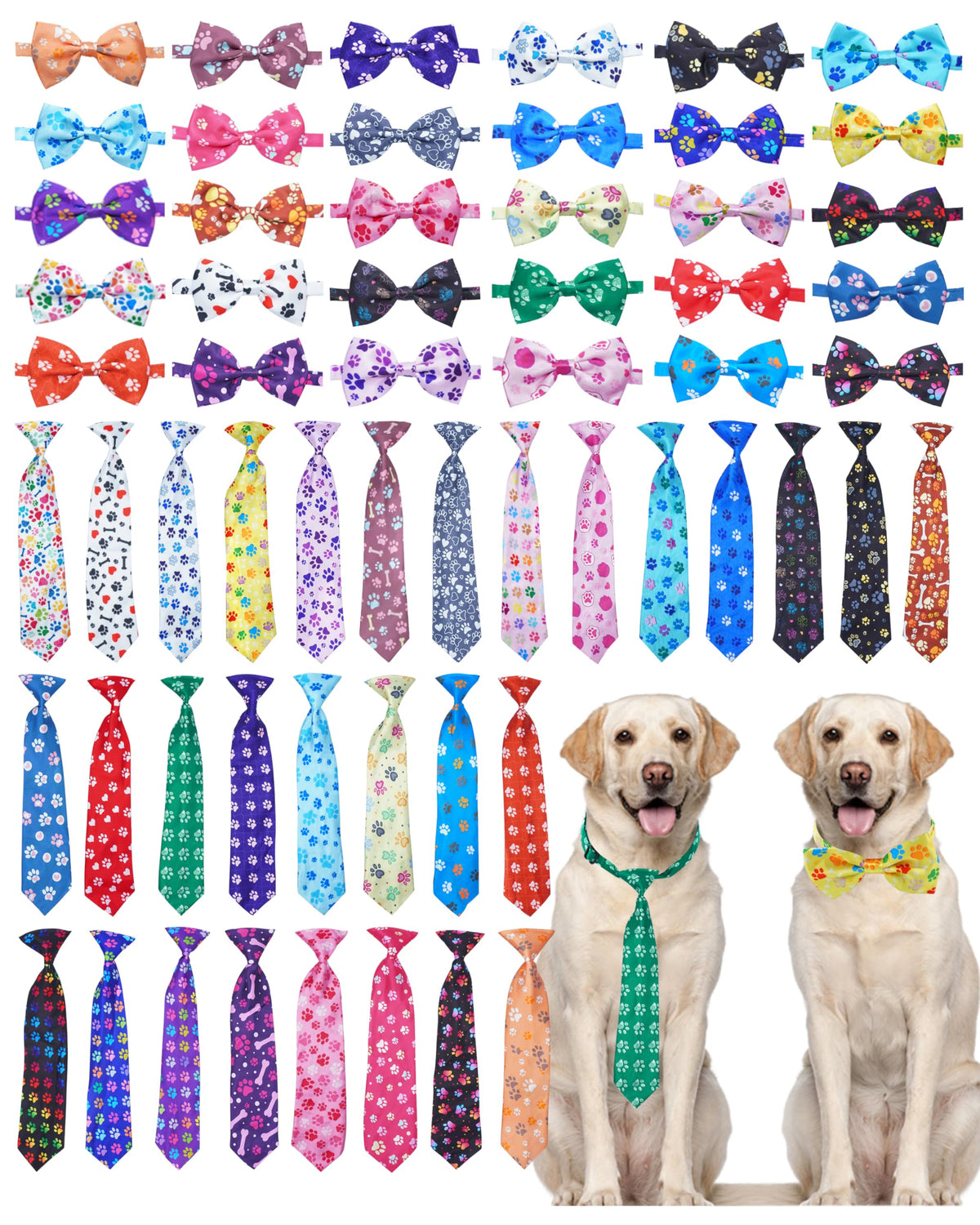 60 Pack Paw Print Dog Bowties and Ties V567506