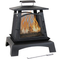 32-Inch Steel Wood-Burning Fire Pit with Log Grate and Poker N747
