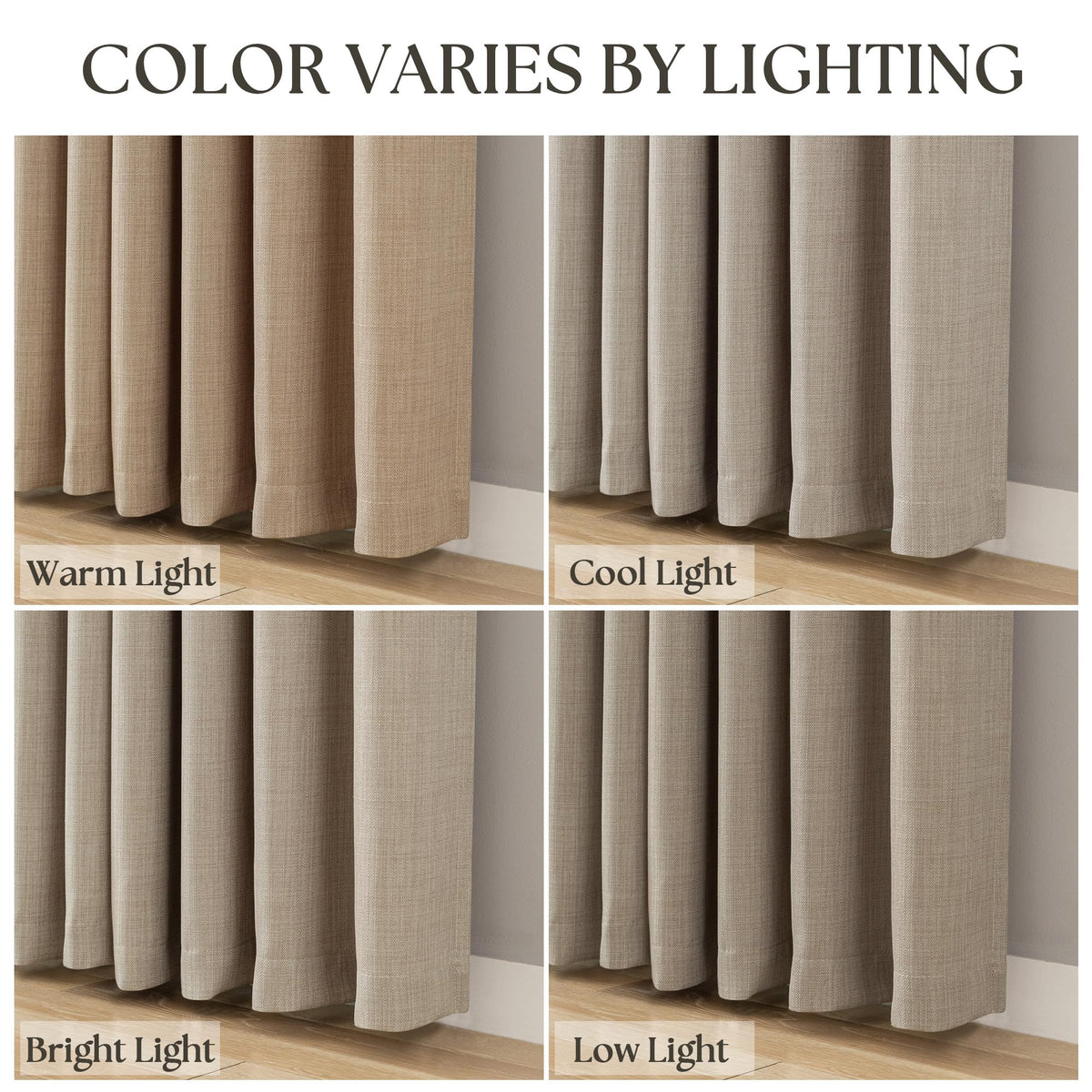 Taupe Linen Textured Grommet Curtains T3635