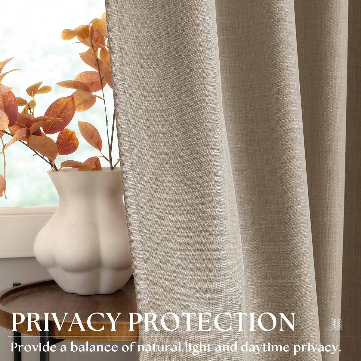Taupe Linen Textured Grommet Curtains T3635
