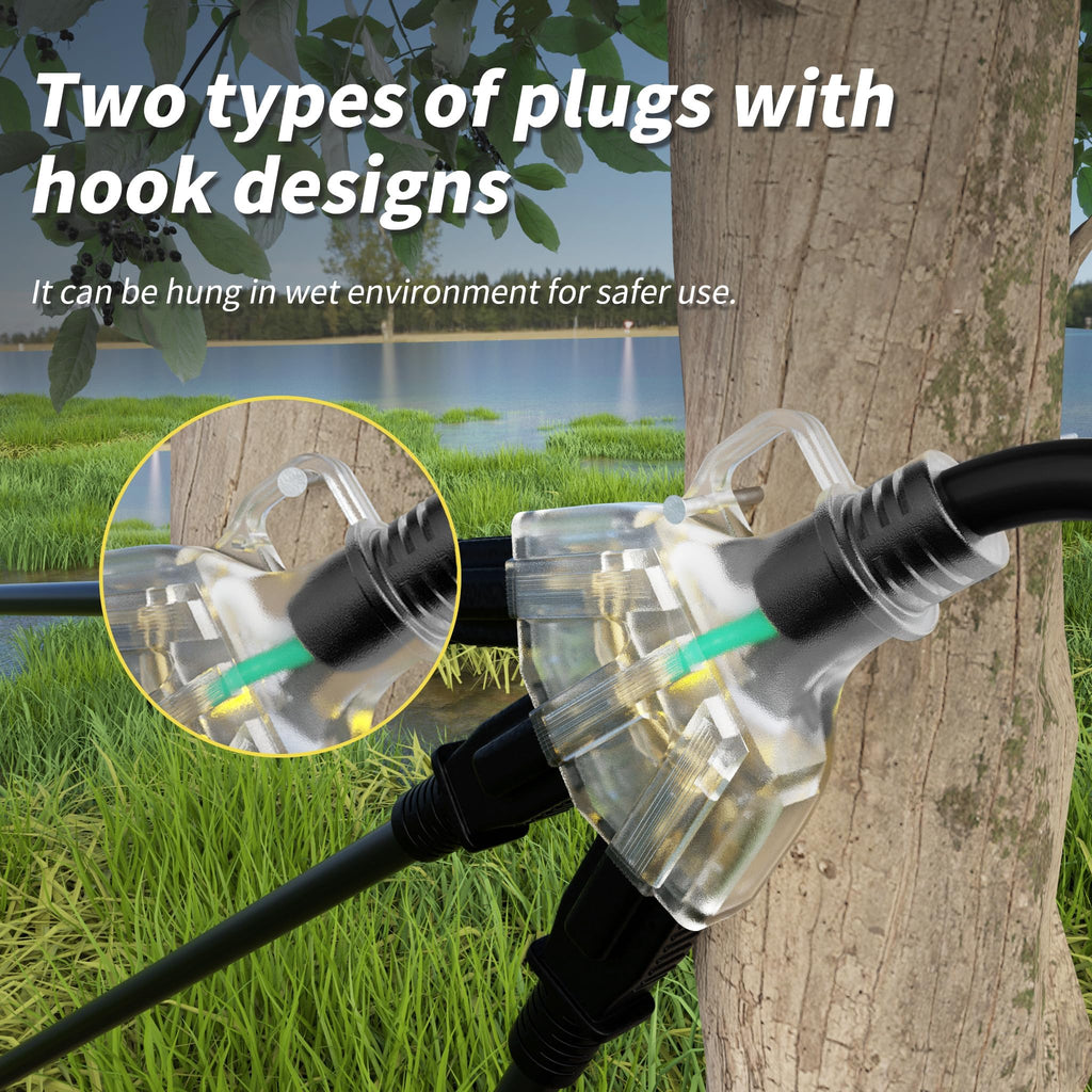 100 FT 16/3 Outdoor Extension Cord with Multiple Outlets Black V825109